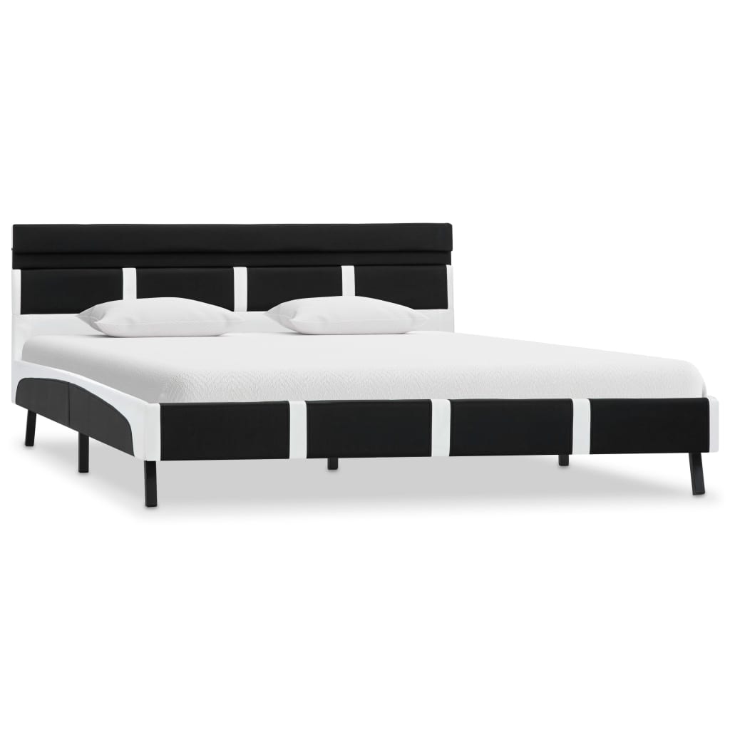 Estrutura de cama com LED 140x200 cm couro artificial preto