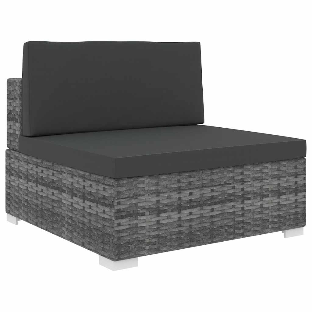 Assento de centro seccional c/ almofadões 1 PC vime PE cinzento
