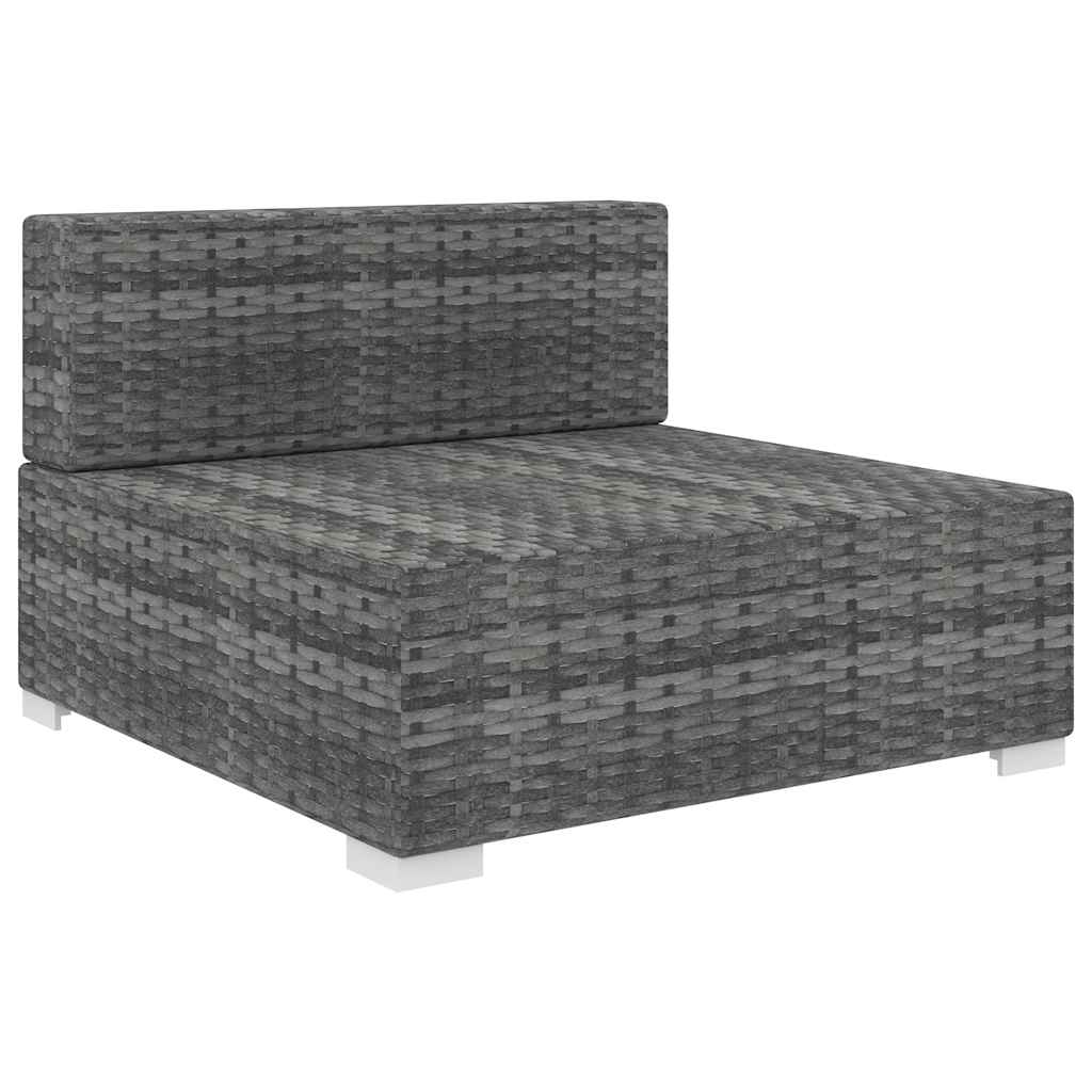 Assento de centro seccional c/ almofadões 1 PC vime PE cinzento