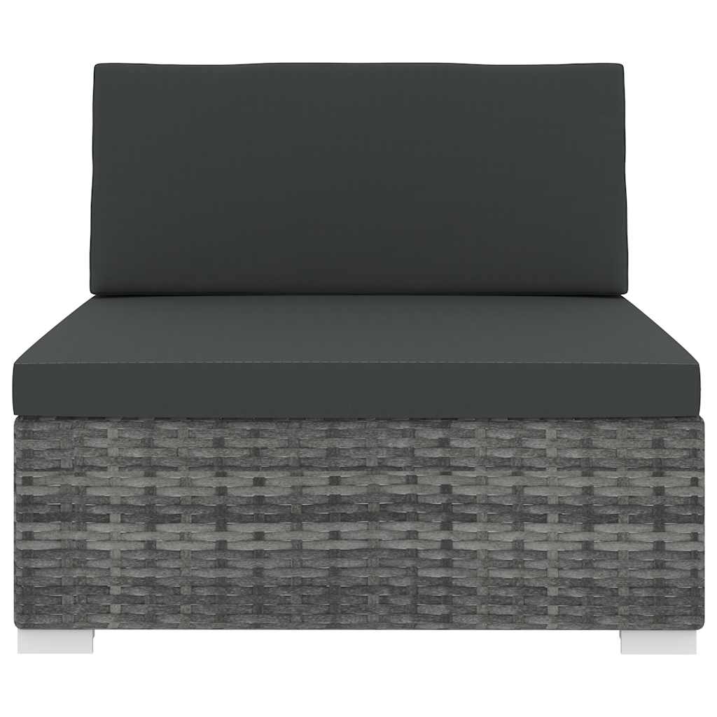 Assento de centro seccional c/ almofadões 1 PC vime PE cinzento
