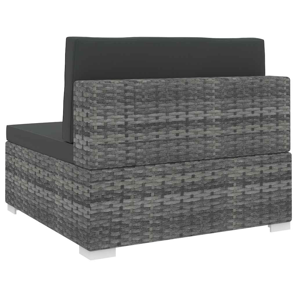 Assento de centro seccional c/ almofadões 1 PC vime PE cinzento