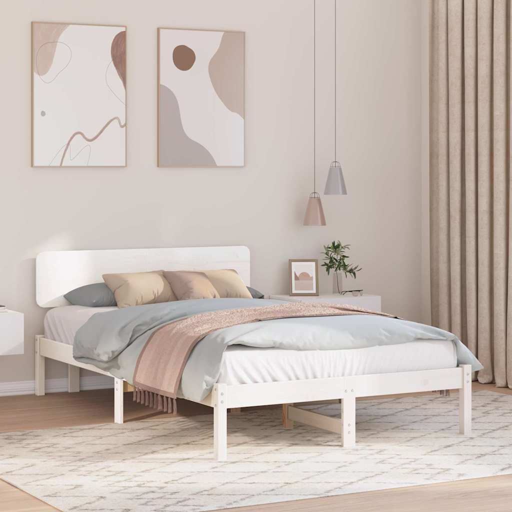 Estrutura da cama com cabeceira branco 140 x 190 cm