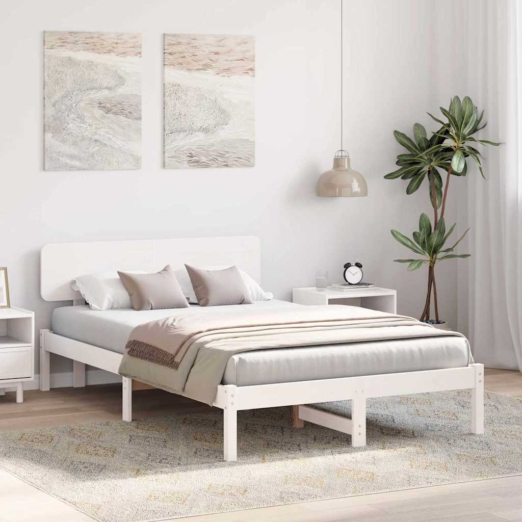 Estrutura da cama com cabeceira branco 140 x 190 cm