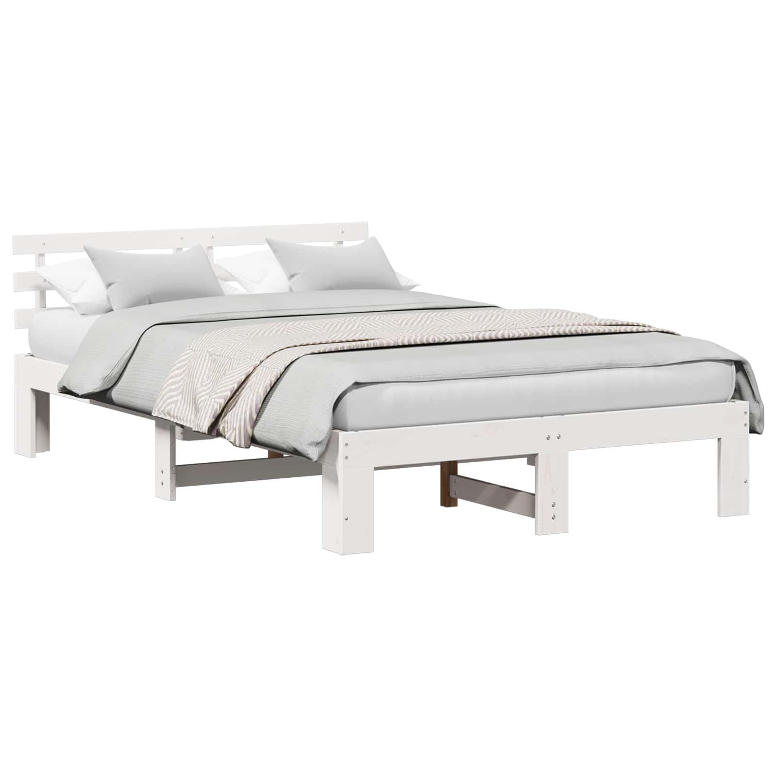 Estrutura da cama com cabeceira branco 120 x 190 cm