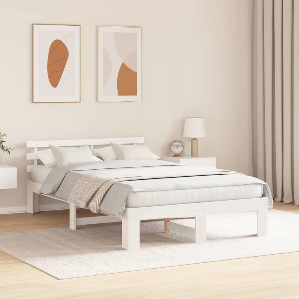 Estrutura da cama com cabeceira branco 120 x 190 cm