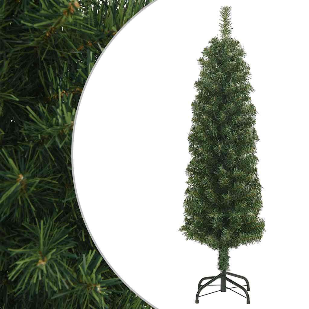 Árvore de natal artificial fina com suporte 120 cm PVC verde