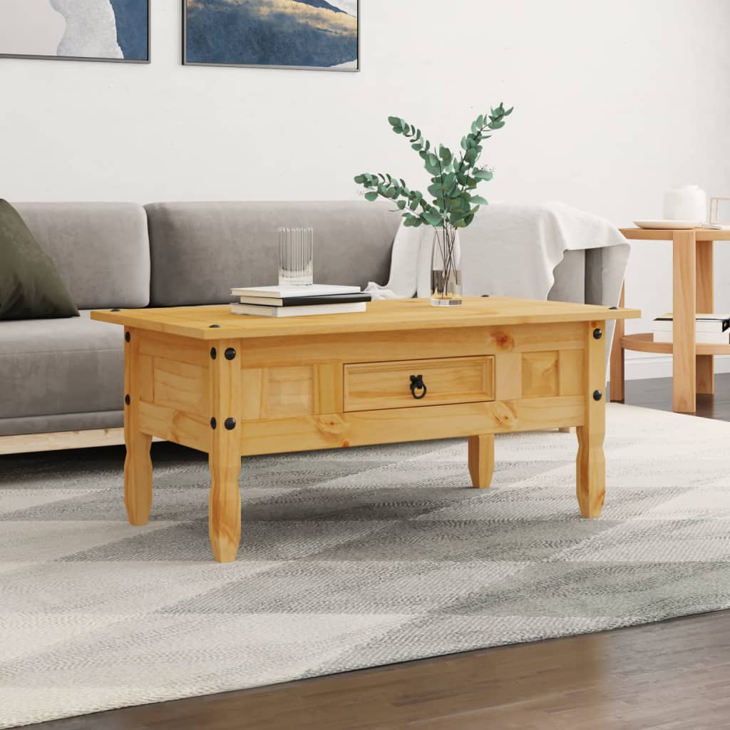 Mesa de centro corona range em pinho mexicano 100x55x44 cm