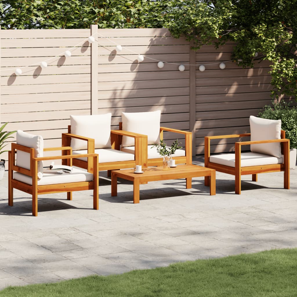 5 Pcs conjunto de sofás de jardim com almofadões acácia maciça