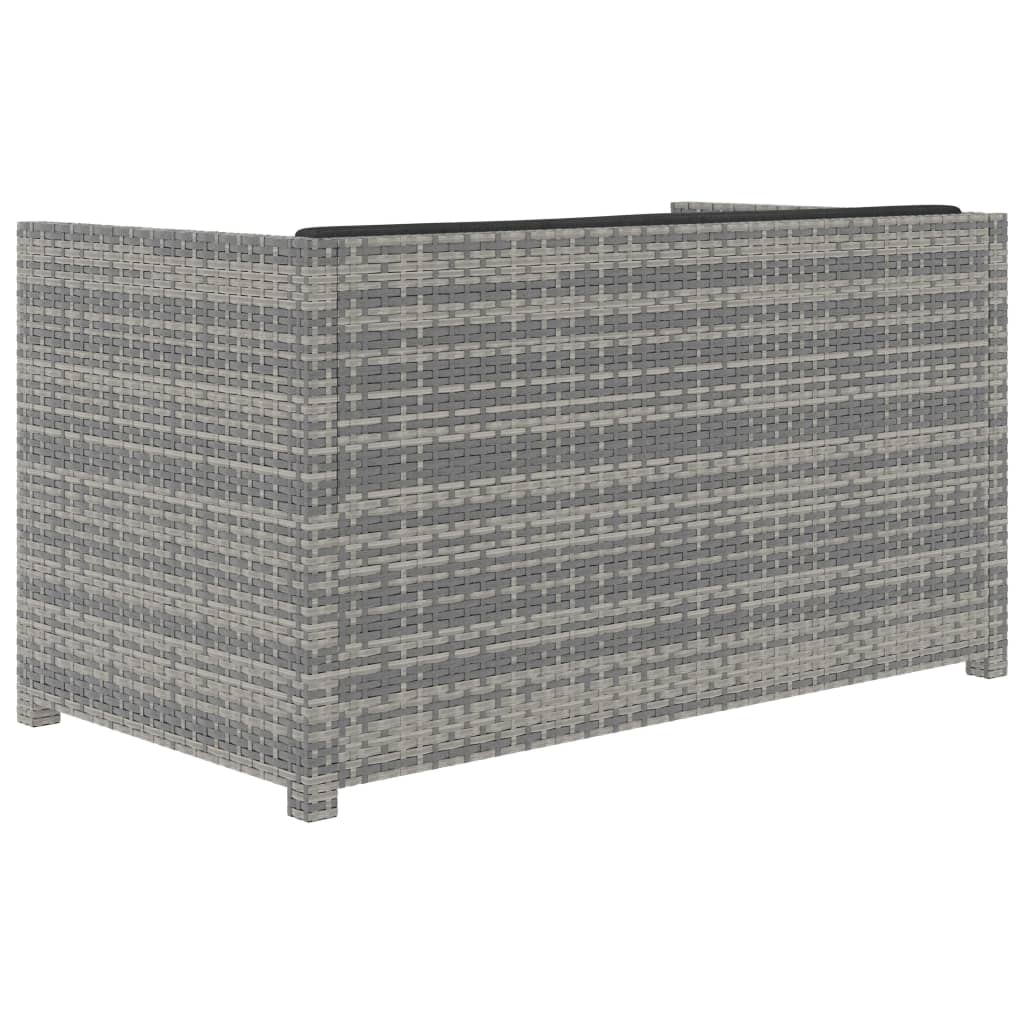 5 Pcs conjunto lounge de jardim c/ almofadões vime PE cinzento