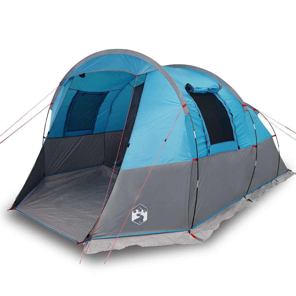 Tenda de campismo túnel para 4 pessoas impermeável azul