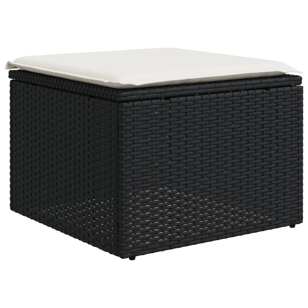 7 Pcs conjunto de sofás p/ jardim c/ almofadões vime PE preto