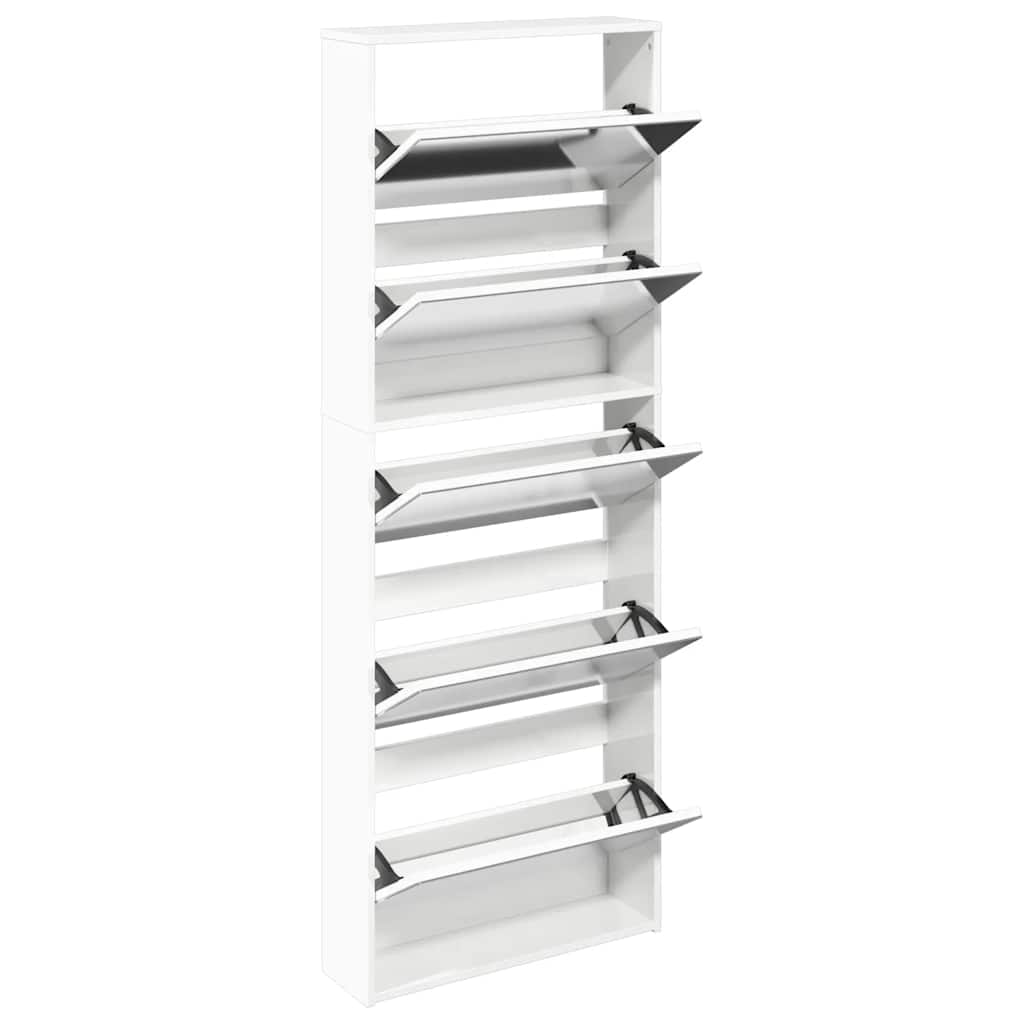 Sapateira c/espelho 5 divisórias 63x17x169,5cm branco brilhante