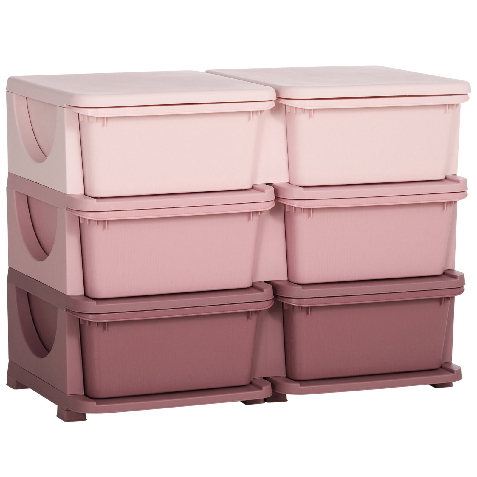 Organizador de brinquedos com 6 gavetas para crianças com bordas arredondadas e pegas 75x37x56,5 cm rosa