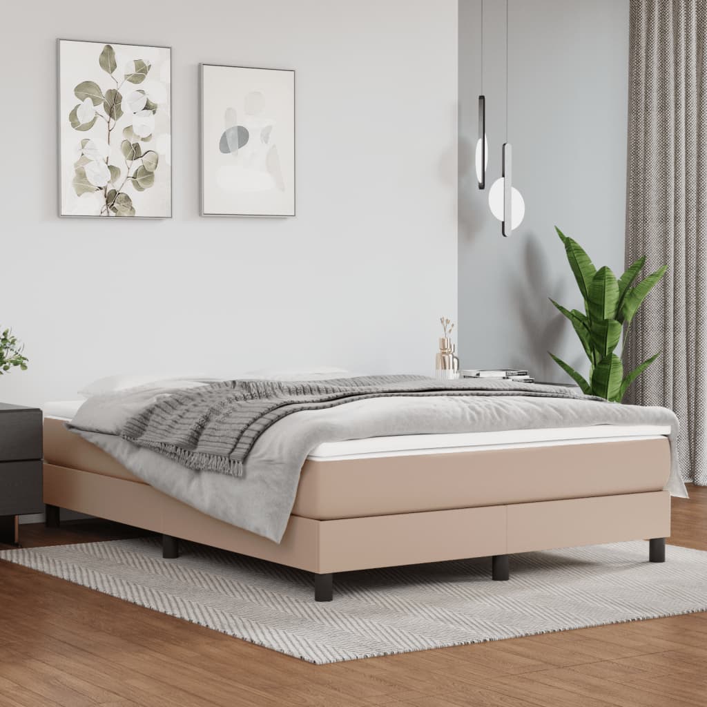 Estrutura de cama com molas 140x200 cm couro artificial cappuccino
