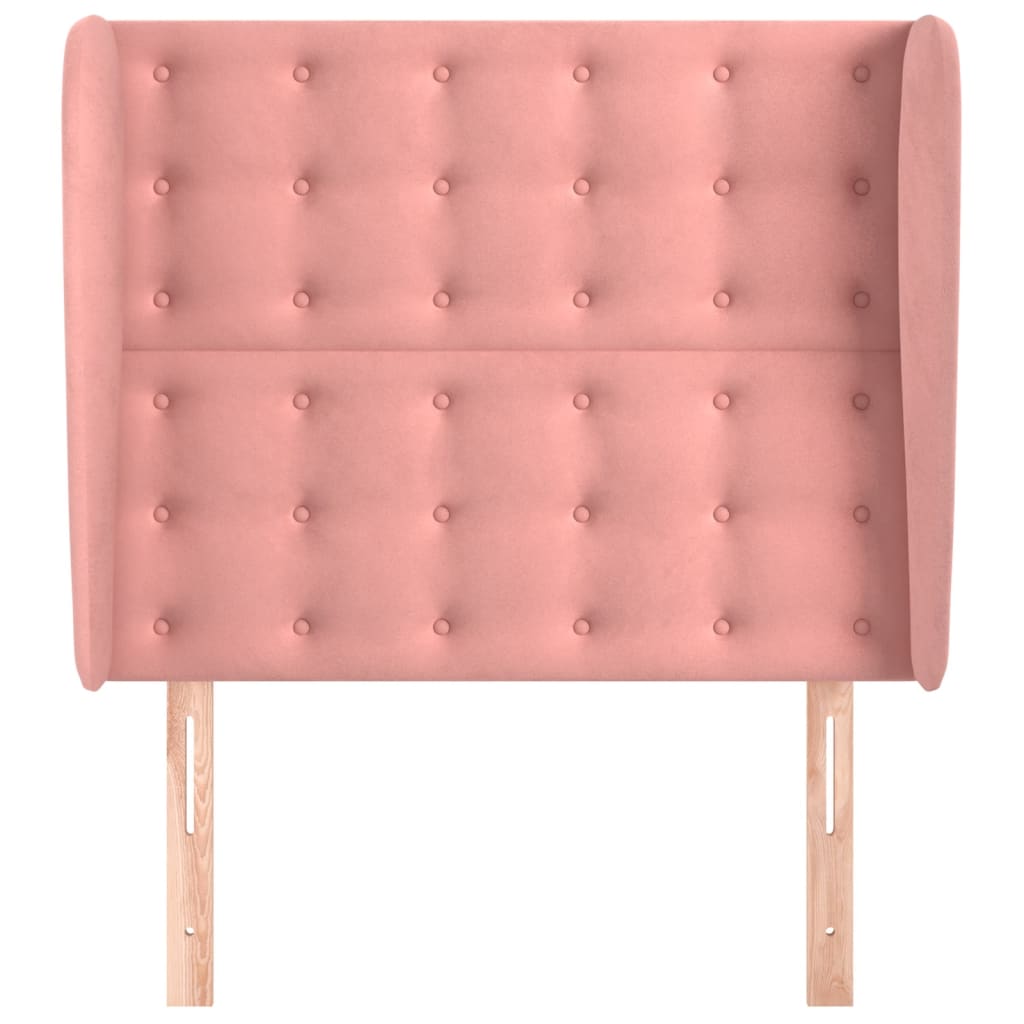 Cabeceira de cama c/ abas veludo 83x23x118/128 cm rosa