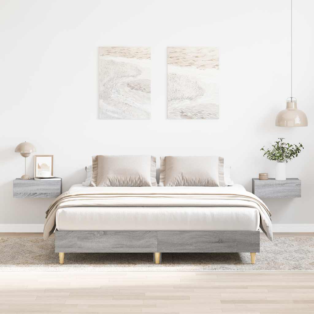 Estrutura de cama sem colchão 140x200 cm cinzento sonoma