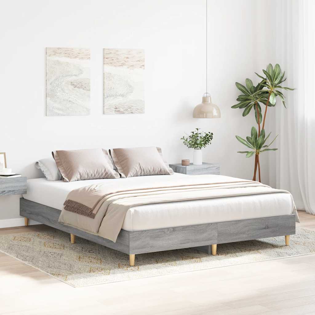 Estrutura de cama sem colchão 140x200 cm cinzento sonoma