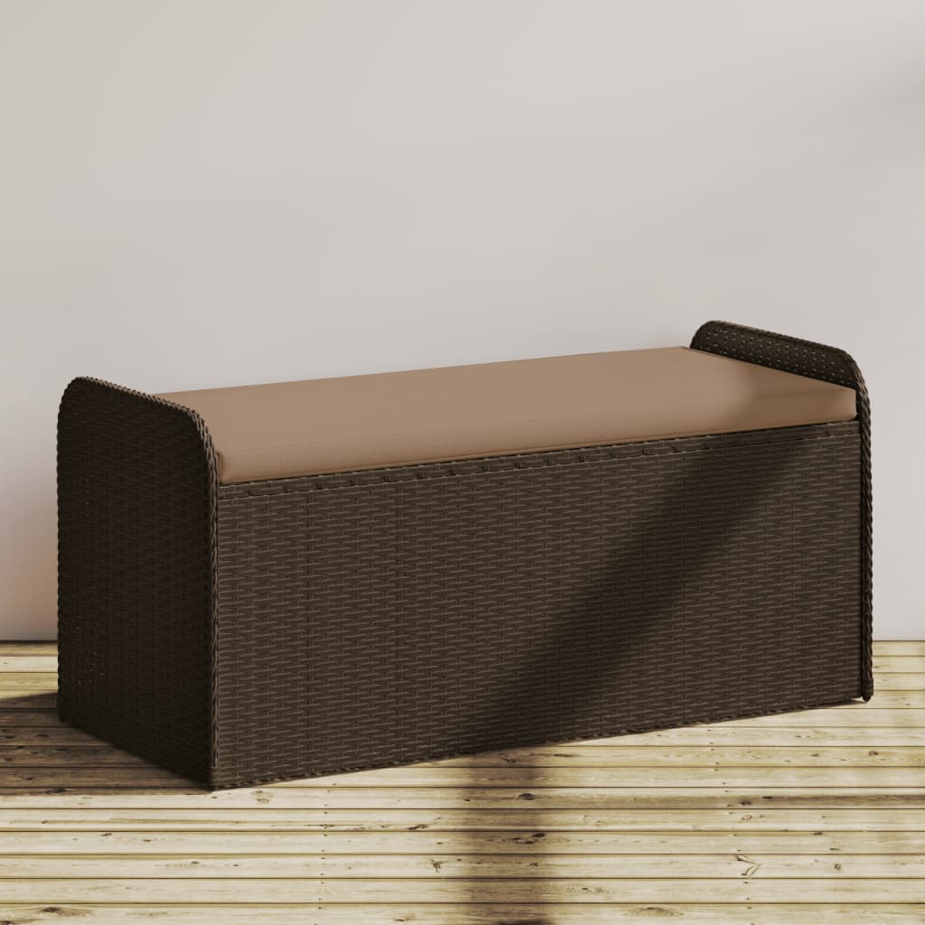 Banco de arrumação com almofadão 115x51x52 cm vime PE castanho