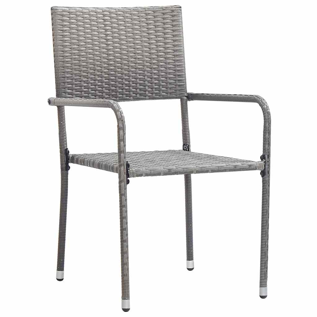 3 Pcs conjunto de jantar para jardim cinzento