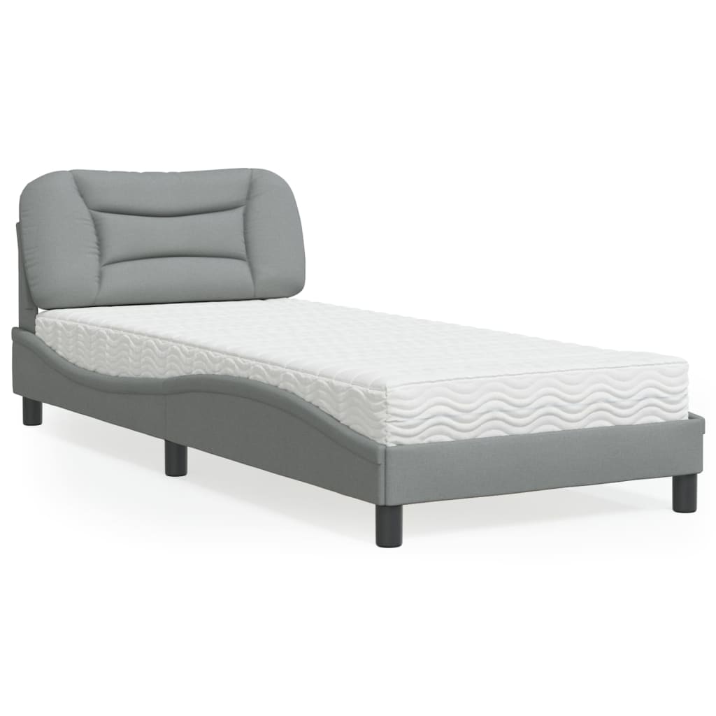 Cama com colchão hvar 90x200 cm tecido cinzento-claro