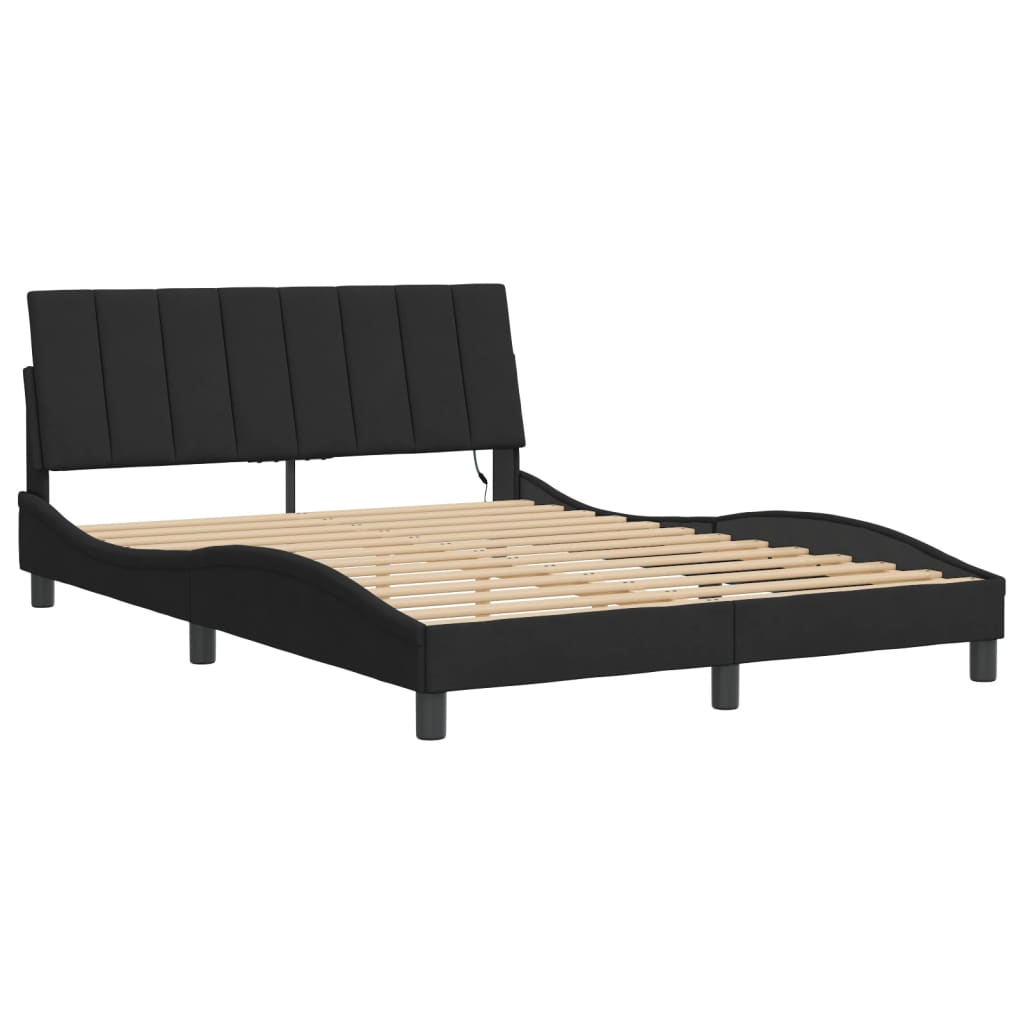 Estrutura de cama com LED sem colchão hanko 140x190 cm veludo preto