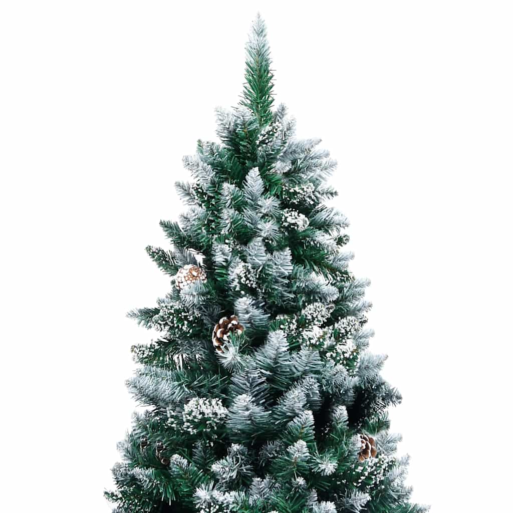 Árvore de natal artificial com pinhas e neve branca 240 cm