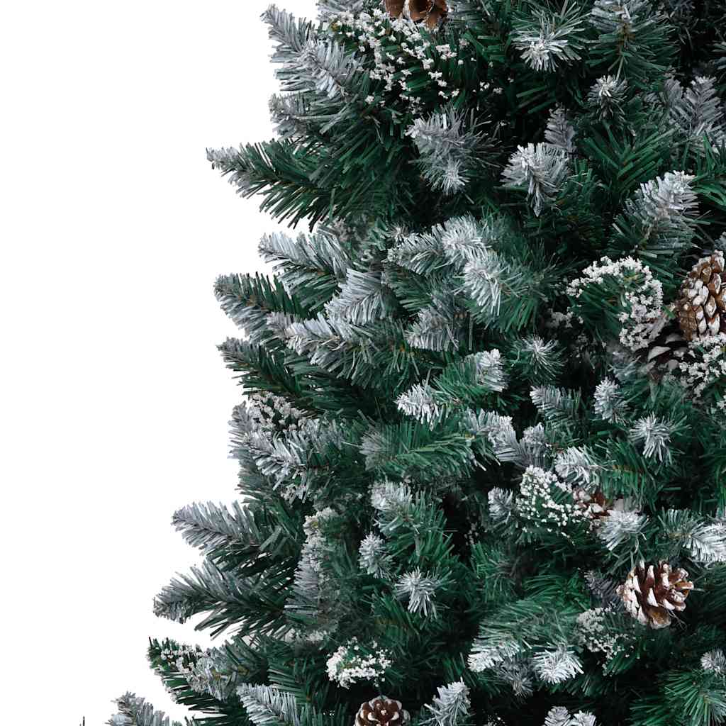 Árvore de natal artificial com pinhas e neve branca 240 cm