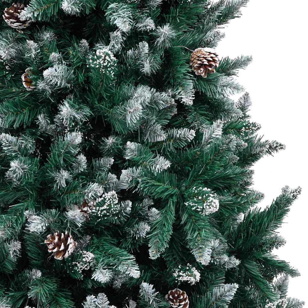 Árvore de natal artificial com pinhas e neve branca 240 cm