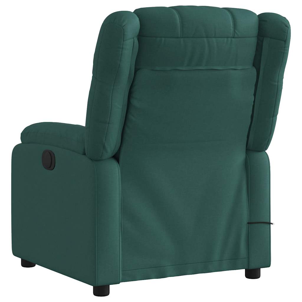 Poltrona de massagem reclinável em tecido verde escuro