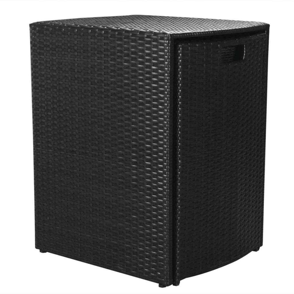 3 Pcs conjunto bistrô com almofadas vime PE preto