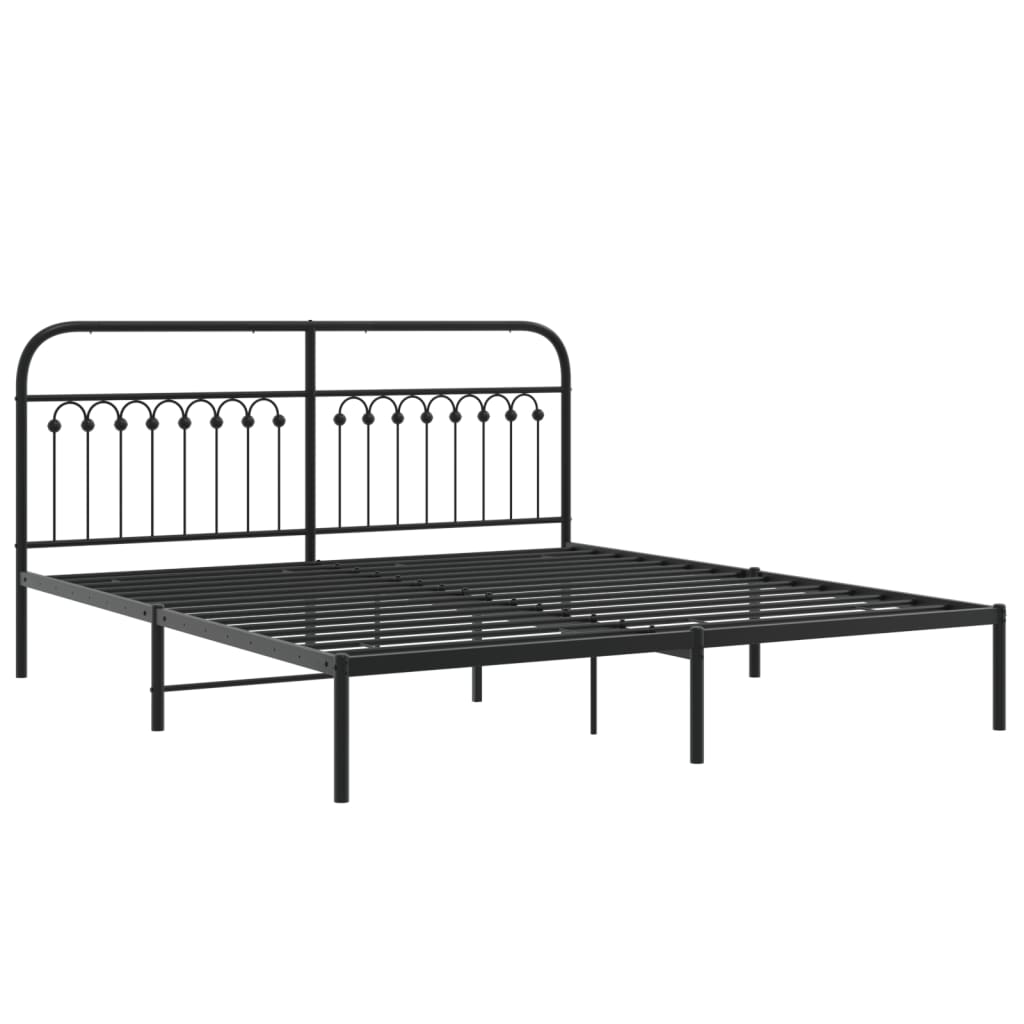 Estrutura de cama com cabeceira 183x213 cm metal preto