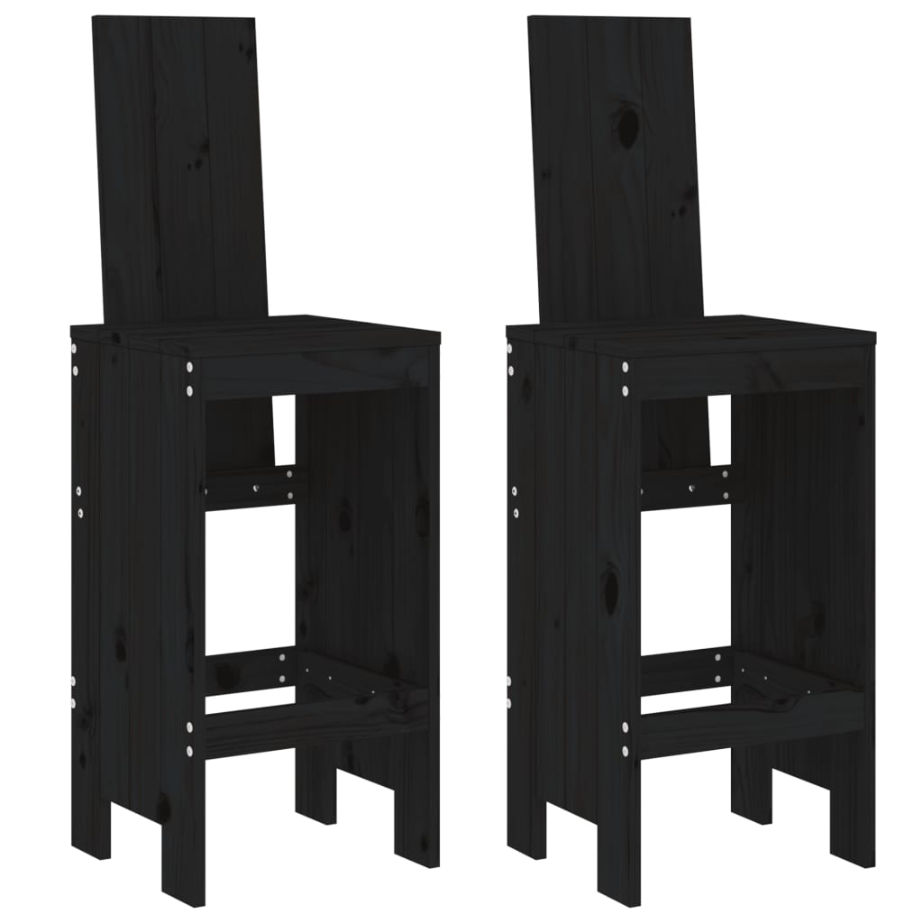 3 Pcs conjunto de bar para jardim pinho maciço preto