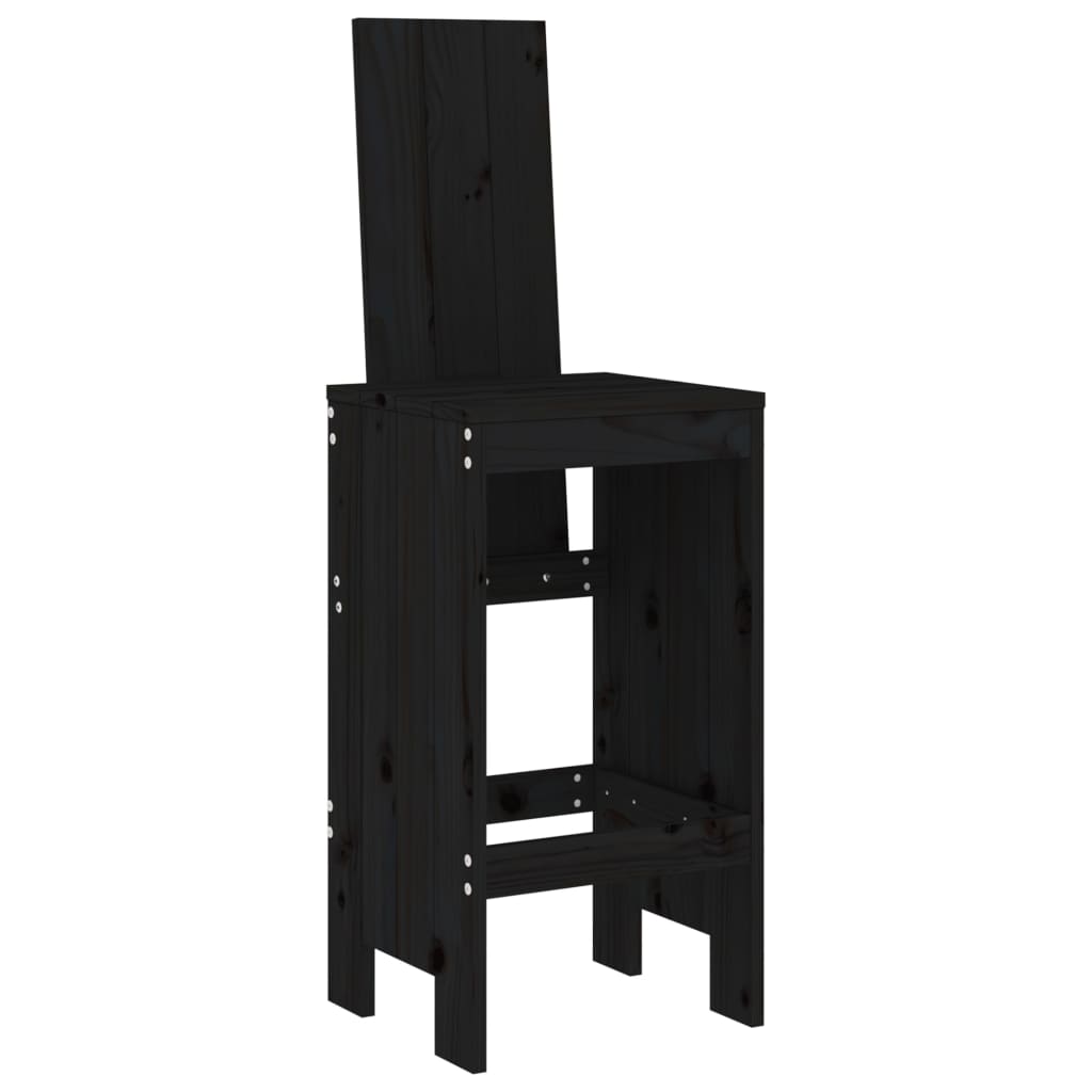 3 Pcs conjunto de bar para jardim pinho maciço preto