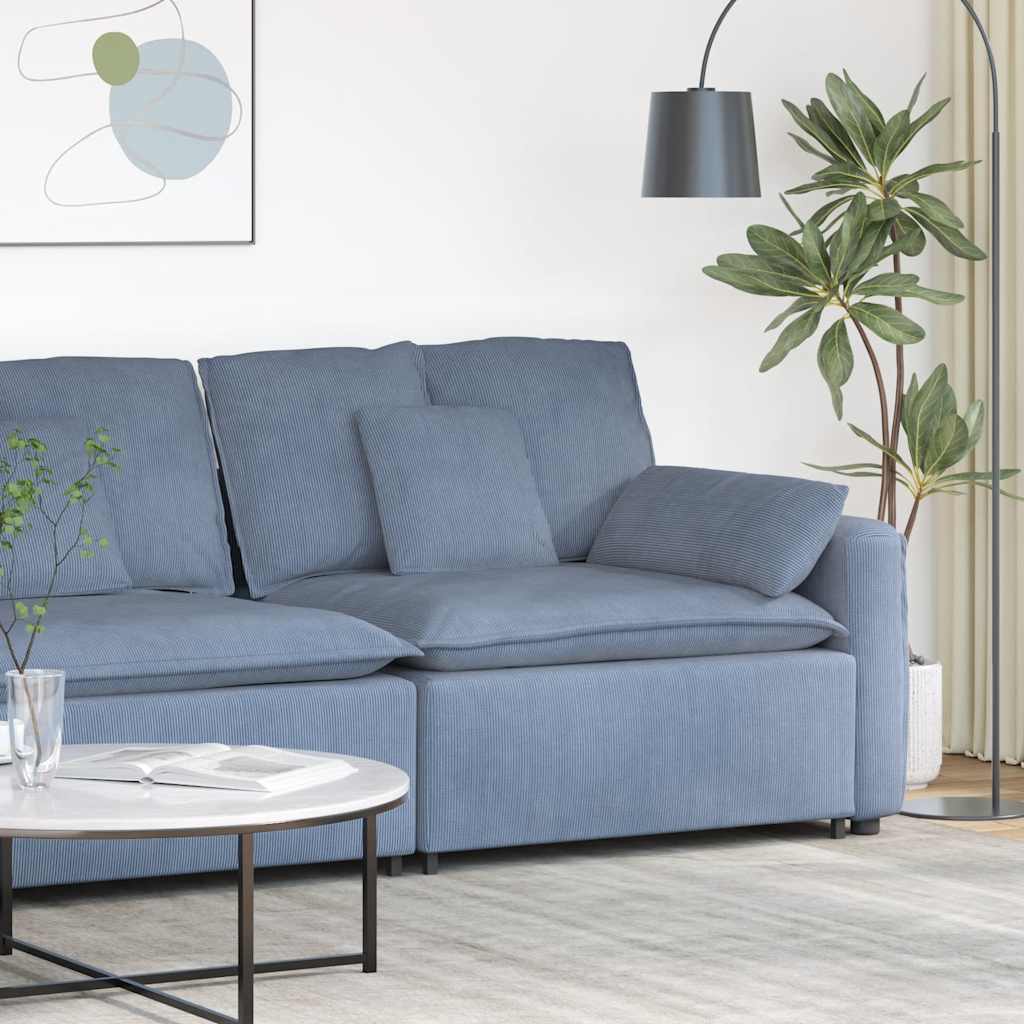 Módulo de extremidade de apoio de braço para sofá modular com almofadas, azul, 100 cm