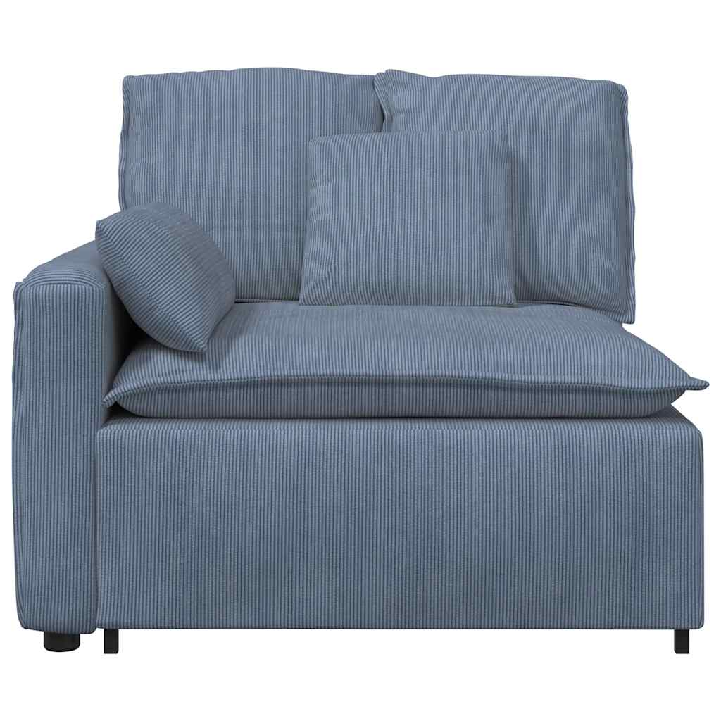 Módulo de extremidade de apoio de braço para sofá modular com almofadas, azul, 100 cm