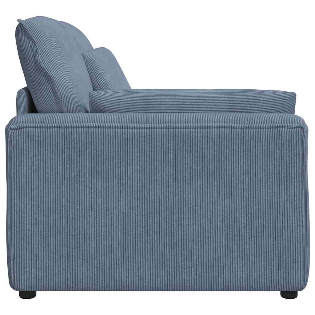 Módulo de extremidade de apoio de braço para sofá modular com almofadas, azul, 100 cm