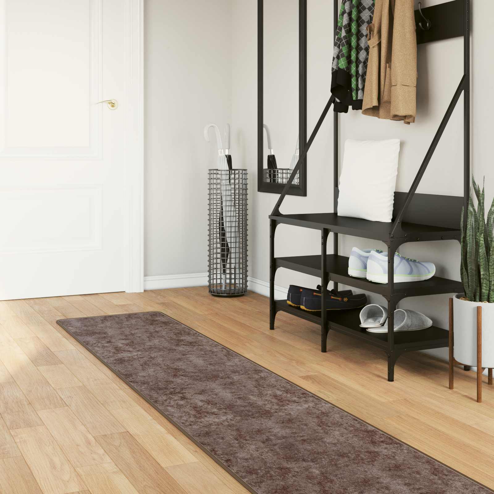 Passadeira marsa cinzento 50 x 450 cm poliéster e PVC