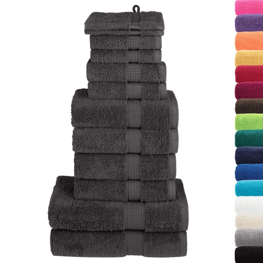 12Pcs conjunto toalhas banho premium solund 600gsm antracite