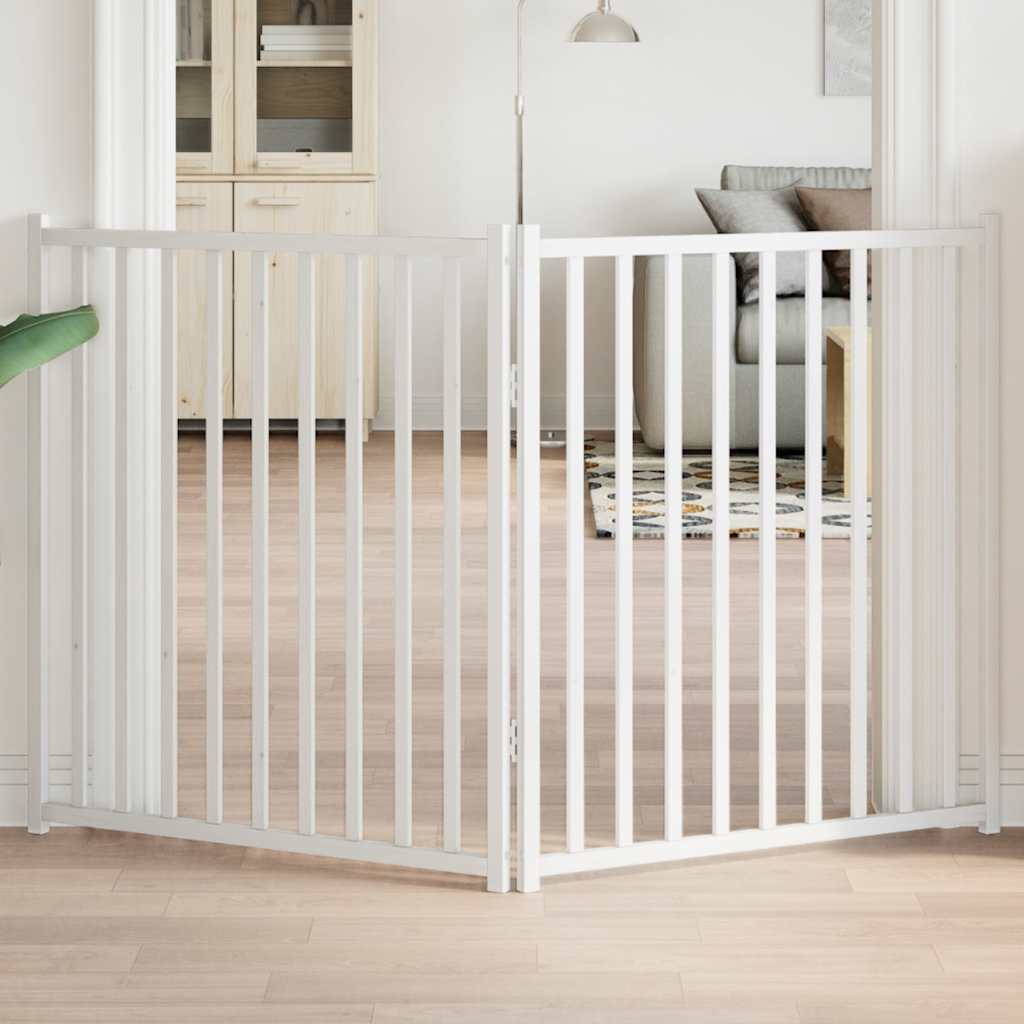 Portão p/ cães dobrável 2 painéis 160 cm abeto maciço branco