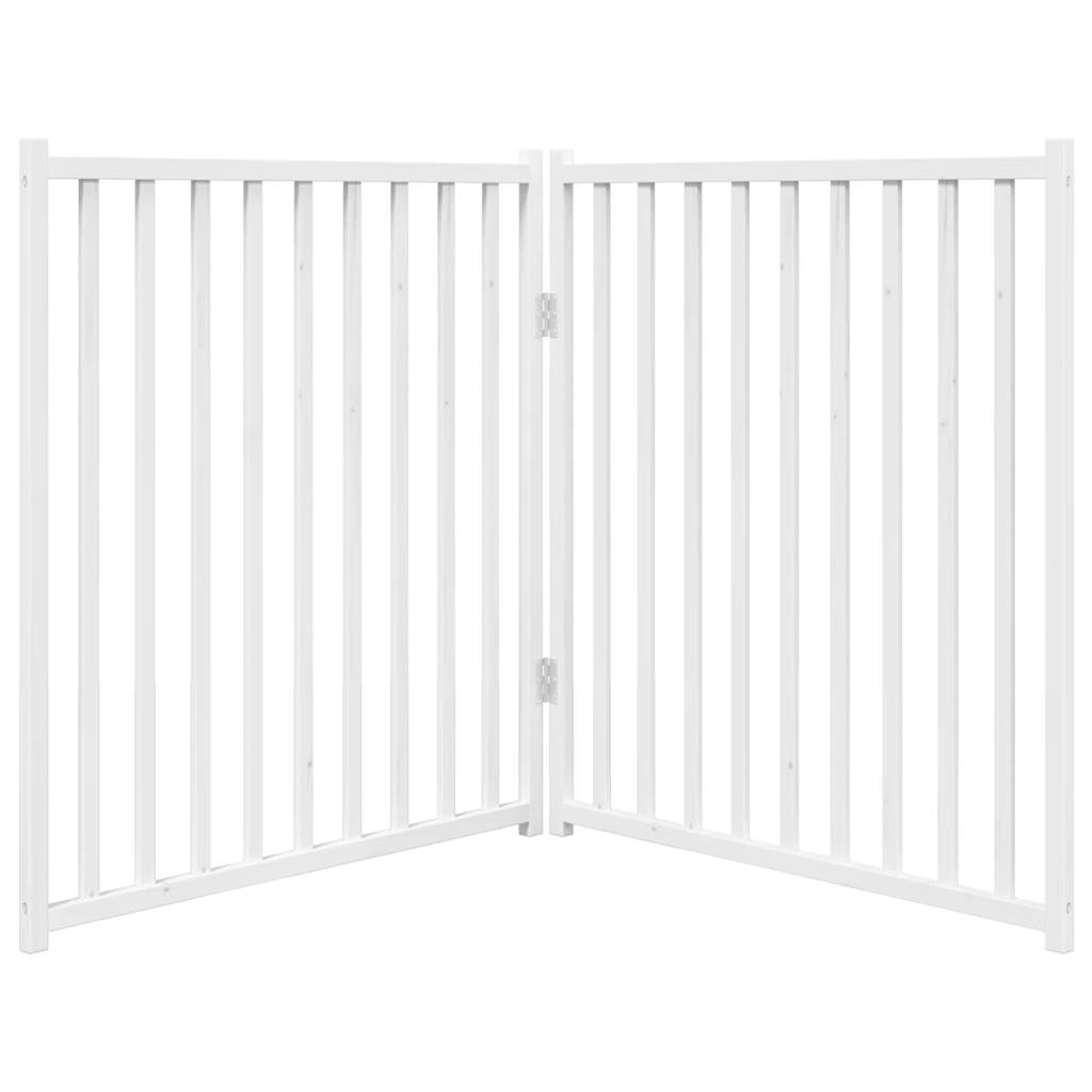 Portão p/ cães dobrável 2 painéis 160 cm abeto maciço branco