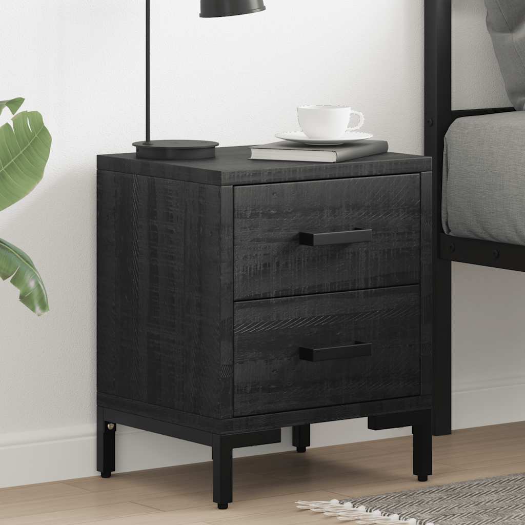 Mesa de cabeceira 36x30x45 cm pinho maciço preto