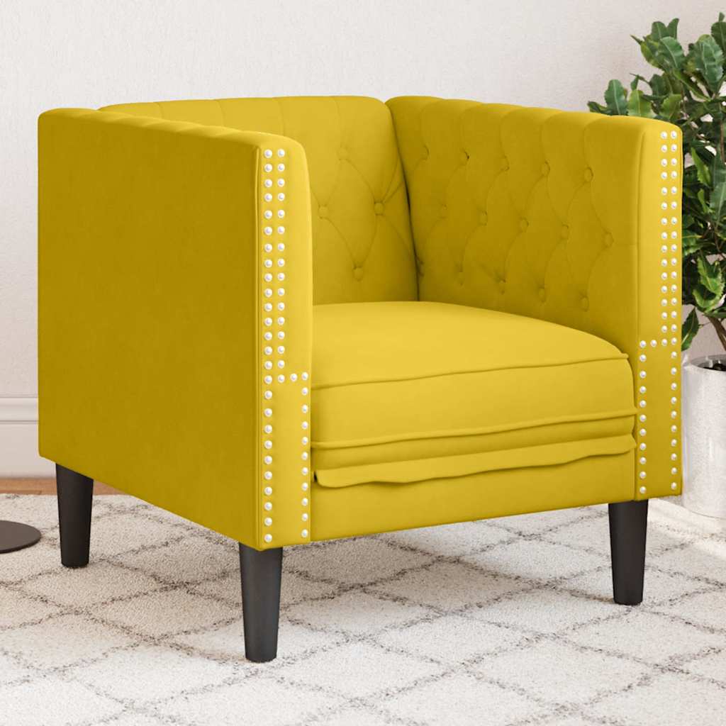 Sofá chesterfield veludo amarelo