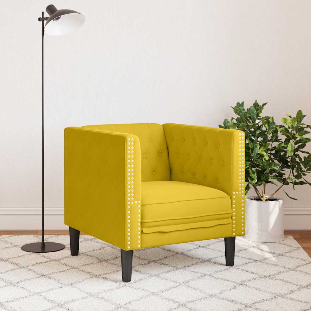 Sofá chesterfield veludo amarelo