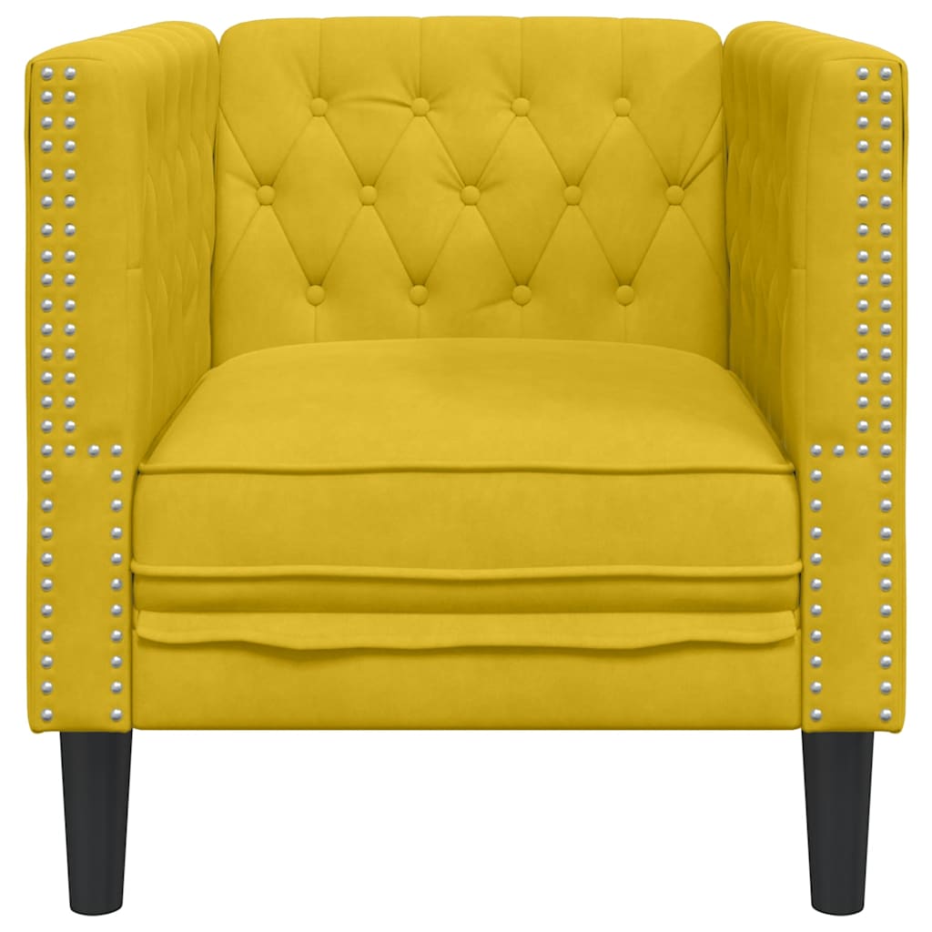 Sofá chesterfield veludo amarelo