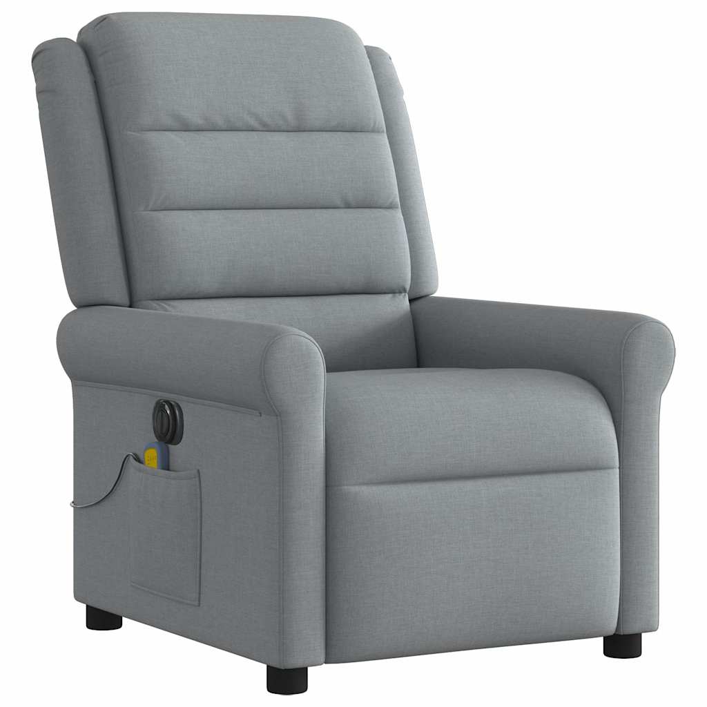 Poltrona de massagens reclinável elétrica tecido cinzento-claro