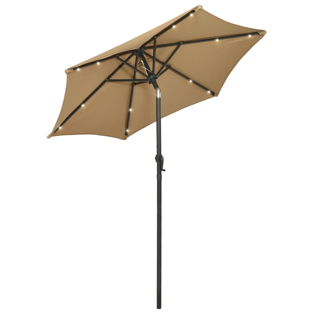 Guarda-sol jardim c/ leds 200x211 cm alumínio cinza-acastanhado