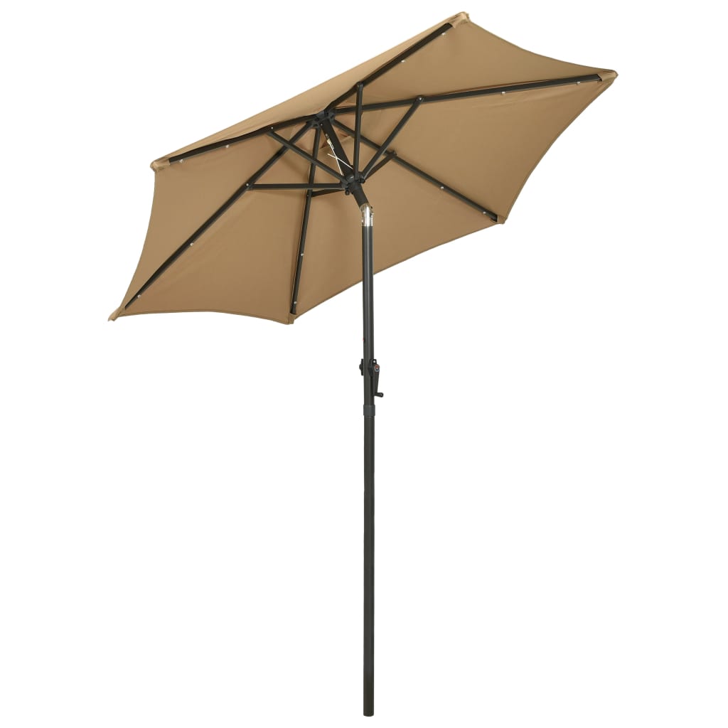 Guarda-sol jardim c/ leds 200x211 cm alumínio cinza-acastanhado