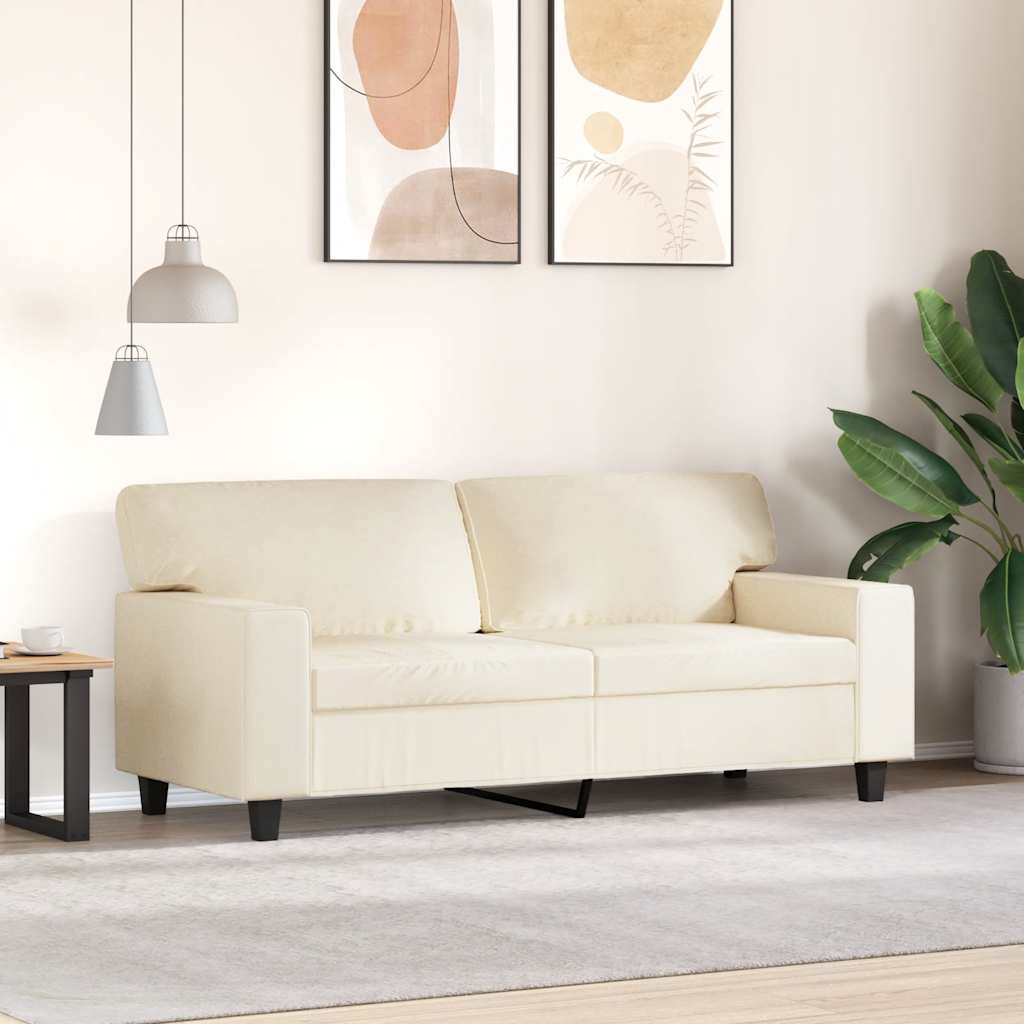 Sofá de 2 lugares 140 cm couro artificial cor creme