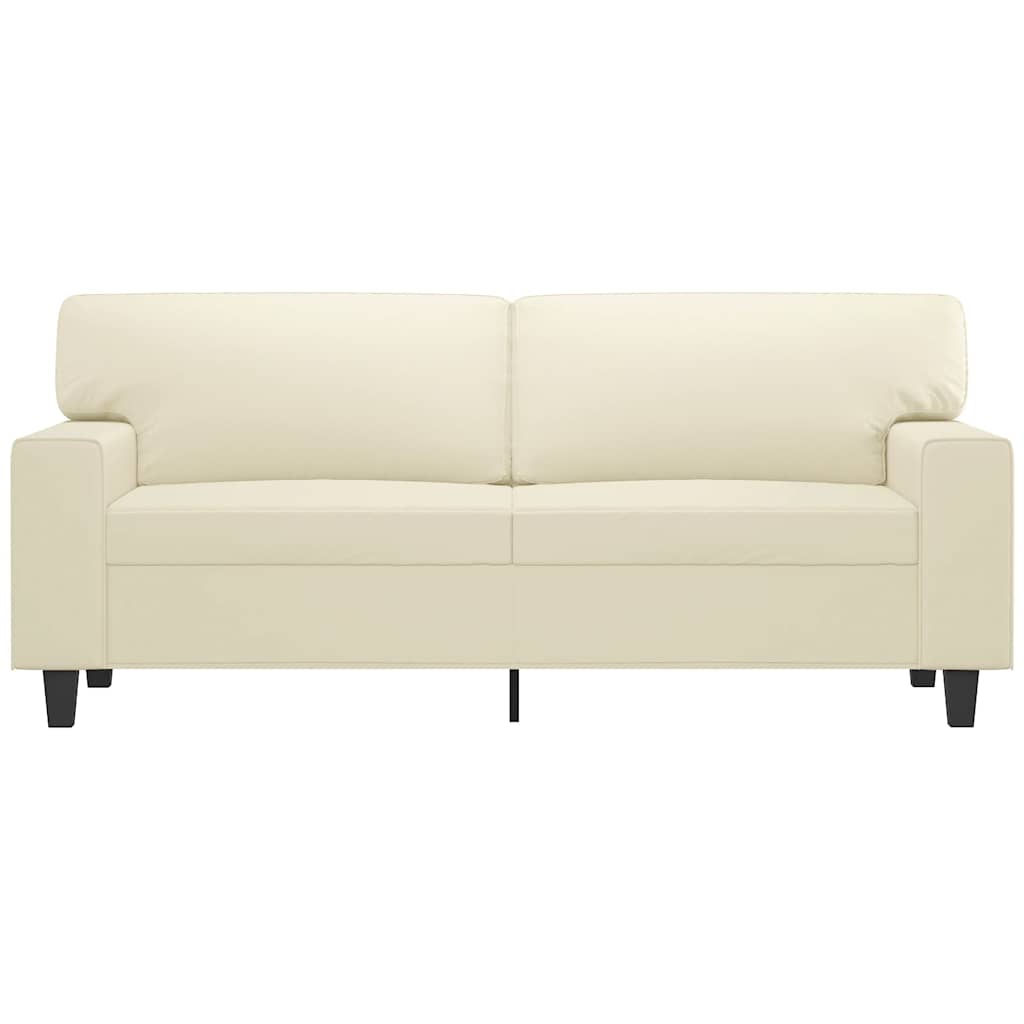 Sofá de 2 lugares 140 cm couro artificial cor creme