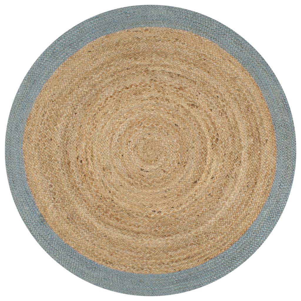 Tapete artesanal em juta com rebordo verde azeitona 90 cm